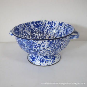 Blue color Splatter Enamel Colander ,Enamel Strainer